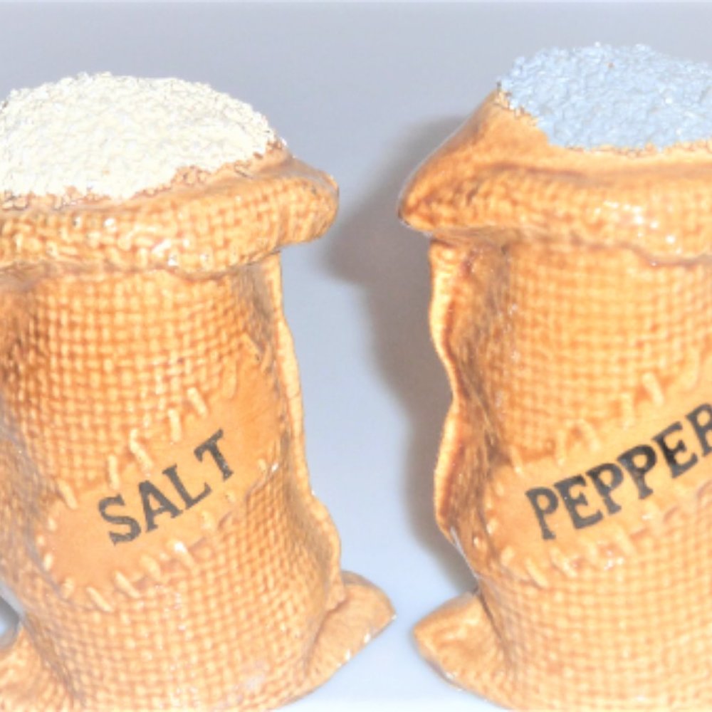 Vintage POTATO SACK Salt & Pepper Shakers Hand Painted Salt & Pepper Collection